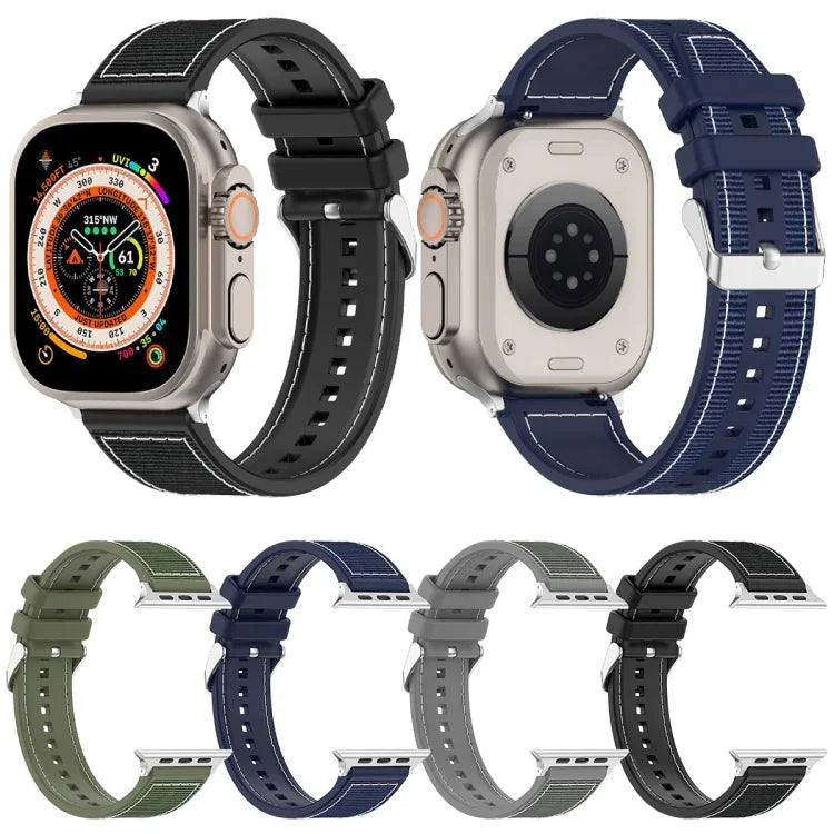 一般バックルハイブリッドナイロン編みシリコンウォッチバンド、Apple Watch 42mm用、Apple Watch 38mm用