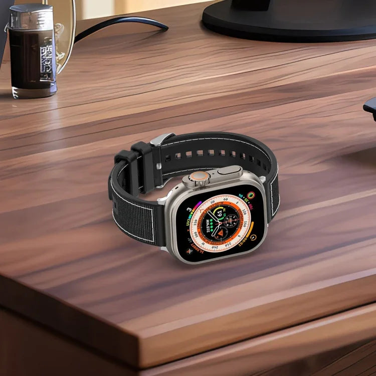 一般バックルハイブリッドナイロン編みシリコンウォッチバンド、Apple Watch 42mm用、Apple Watch 38mm用
