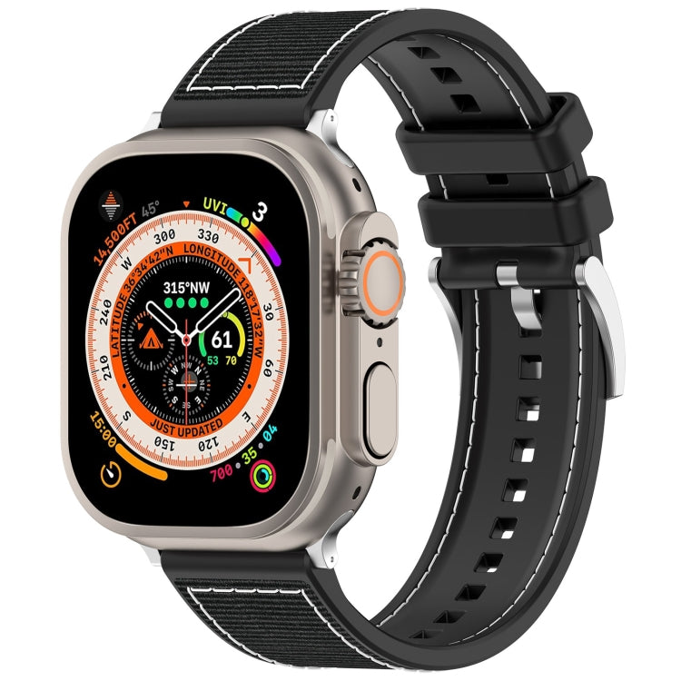 Official Buckle Hybrid Nylon Braid Silicone Watch Band, For Apple Watch SE 2023 44mm, For Apple Watch SE 2023 40mm, For Apple Watch Ultra 2 49mm, For Apple Watch Series 9 45mm, For Apple Watch Series 9 41mm, For Apple Watch Ultra 49mm                  ...