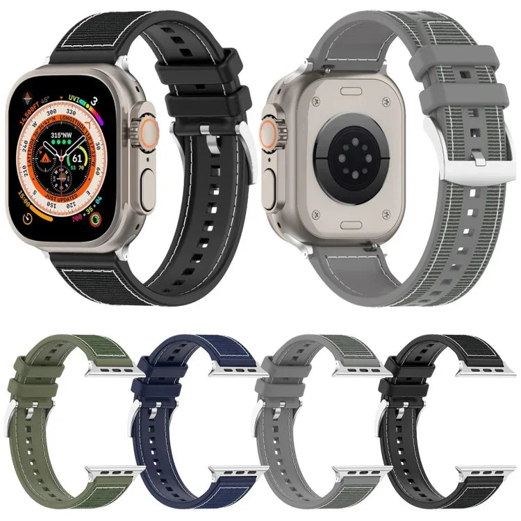 公式バックルハイブリッドナイロン編みシリコンウォッチバンド、Apple Watch 42mm用、Apple Watch 38mm用