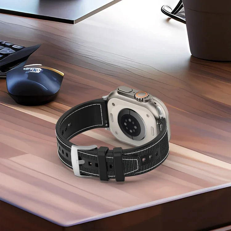 公式バックルハイブリッドナイロン編みシリコンウォッチバンド、Apple Watch 42mm用、Apple Watch 38mm用