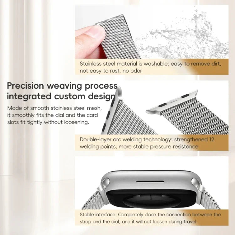 ZGA ミラネーゼ マグネティック メタルウォッチバンド、Apple Watch Series 10 46mm 用、Apple Watch Series 10 42mm 用、Apple Watch SE 2023 44mm 用、Apple Watch Ultra 2 49mm 用、Apple Watch Series 9 45mm 用、Apple Watch Ultra 49mm 用、Apple Watch Series 8 45mm 用...