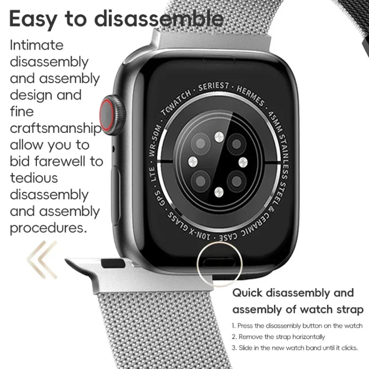 ZGA ミラネーゼ マグネティック メタルウォッチバンド、Apple Watch Series 10 46mm 用、Apple Watch Series 10 42mm 用、Apple Watch SE 2023 44mm 用、Apple Watch Ultra 2 49mm 用、Apple Watch Series 9 45mm 用、Apple Watch Ultra 49mm 用、Apple Watch Series 8 45mm 用...