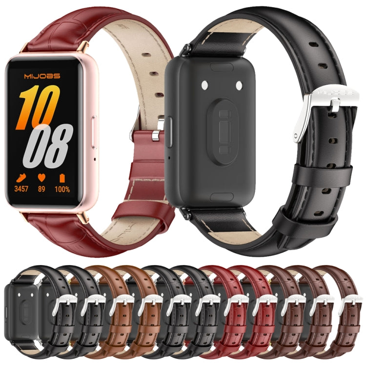 Mijobs 両面本革ウォッチバンド、Samsung Galaxy Fit 3用