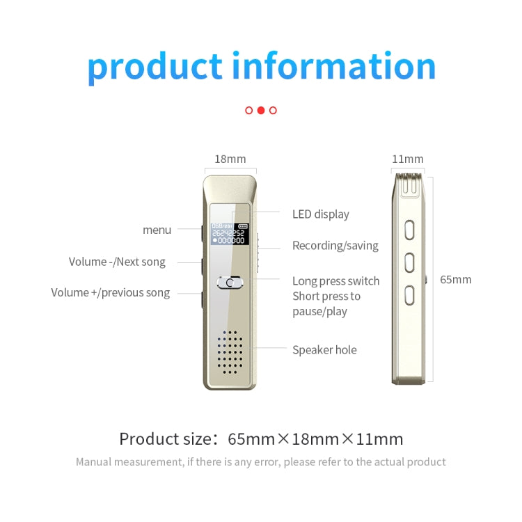 JNN Q7 ミニポータブル音声録音機 OLED画面付き、4GB、8GB、16GB、32GB