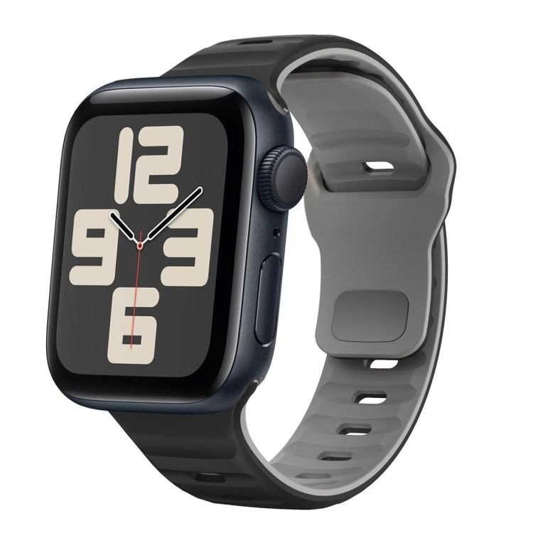 ウェーブテクスチャーリバースバックルシリコンウォッチバンド、Apple Watch Series 10 46mm用、Apple Watch Series 10 42mm用、Apple Watch SE 2023 44mm用、Apple Watch SE 2023 40mm用