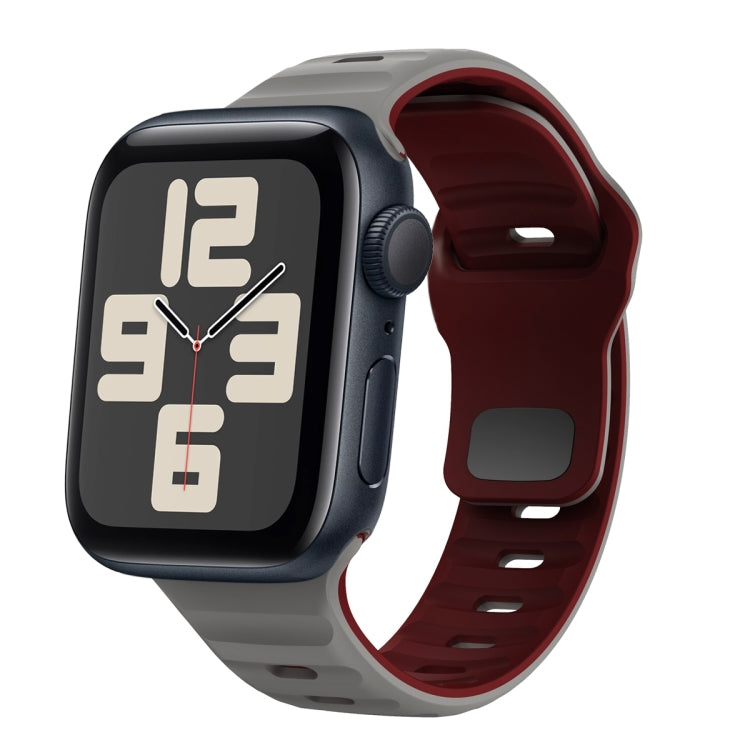 ウェーブテクスチャーリバースバックルシリコンウォッチバンド、Apple Watch Series 10 46mm用、Apple Watch Series 10 42mm用、Apple Watch SE 2023 44mm用、Apple Watch SE 2023 40mm用