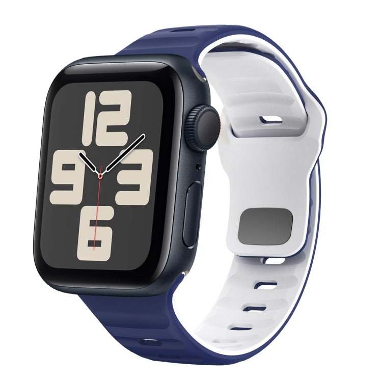 ウェーブテクスチャーリバースバックルシリコンウォッチバンド、Apple Watch Series 10 46mm用、Apple Watch Series 10 42mm用、Apple Watch SE 2023 44mm用、Apple Watch SE 2023 40mm用