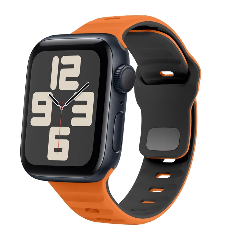 ウェーブテクスチャーリバースバックルシリコンウォッチバンド、Apple Watch Series 10 46mm用、Apple Watch Series 10 42mm用、Apple Watch SE 2023 44mm用、Apple Watch SE 2023 40mm用