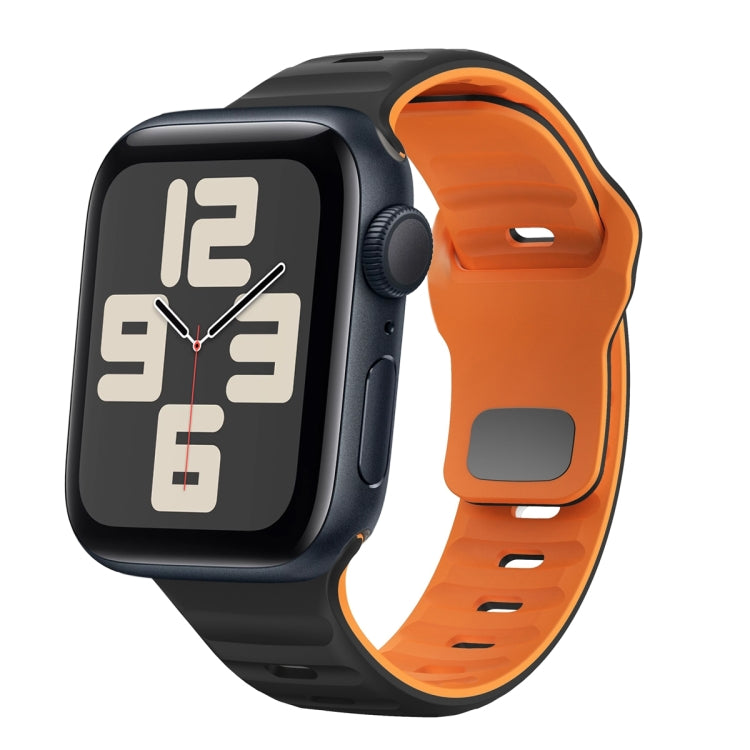 ウェーブテクスチャーリバースバックルシリコンウォッチバンド、Apple Watch Series 10 46mm用、Apple Watch Series 10 42mm用、Apple Watch SE 2023 44mm用、Apple Watch SE 2023 40mm用