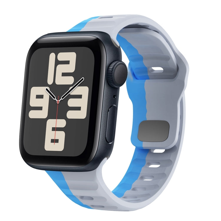 ウェーブテクスチャーリバースバックルシリコンウォッチバンド、Apple Watch Series 10 46mm用、Apple Watch Series 10 42mm用、Apple Watch SE 2023 44mm用、Apple Watch SE 2023 40mm用