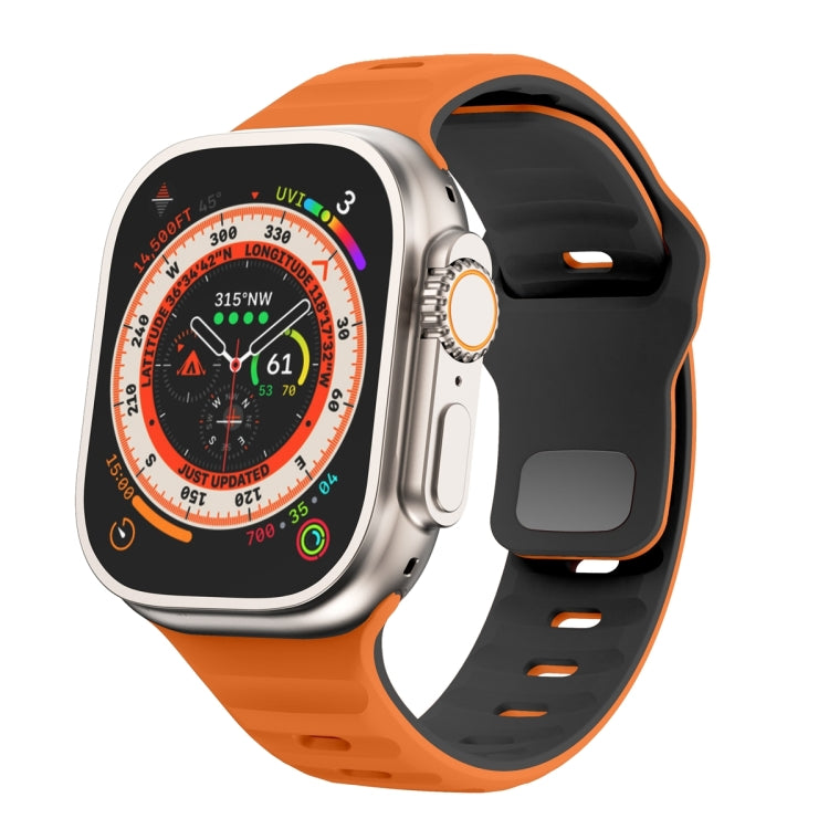 ウェーブテクスチャーリバースバックルシリコンウォッチバンド、Apple Watch Ultra 2 49mm用、Apple Watch Series 9 45mm用、Apple Watch Series 9 41mm用、Apple Watch Ultra 49mm用