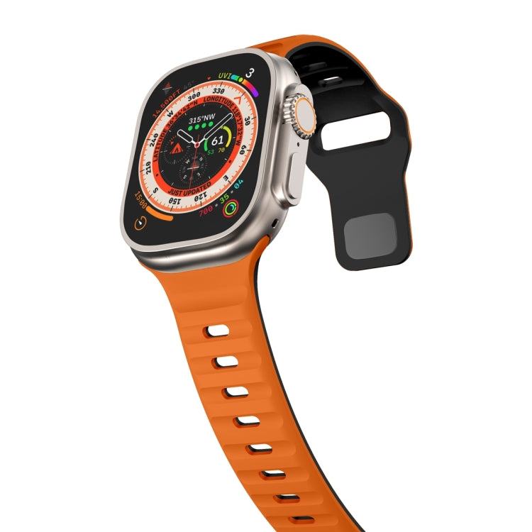 ウェーブテクスチャーリバースバックルシリコンウォッチバンド、Apple Watch Ultra 2 49mm用、Apple Watch Series 9 45mm用、Apple Watch Series 9 41mm用、Apple Watch Ultra 49mm用