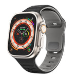 ウェーブテクスチャーリバースバックルシリコンウォッチバンド、Apple Watch Ultra 2 49mm用、Apple Watch Series 9 45mm用、Apple Watch Series 9 41mm用、Apple Watch Ultra 49mm用