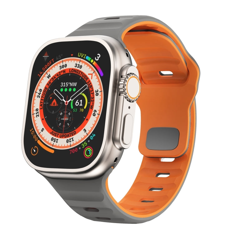 ウェーブテクスチャーリバースバックルシリコンウォッチバンド、Apple Watch Ultra 2 49mm用、Apple Watch Series 9 45mm用、Apple Watch Series 9 41mm用、Apple Watch Ultra 49mm用
