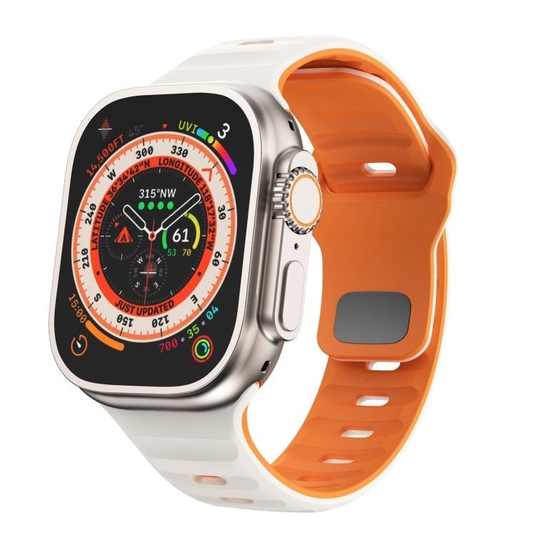 ウェーブテクスチャーリバースバックルシリコンウォッチバンド、Apple Watch Ultra 2 49mm用、Apple Watch Series 9 45mm用、Apple Watch Series 9 41mm用、Apple Watch Ultra 49mm用
