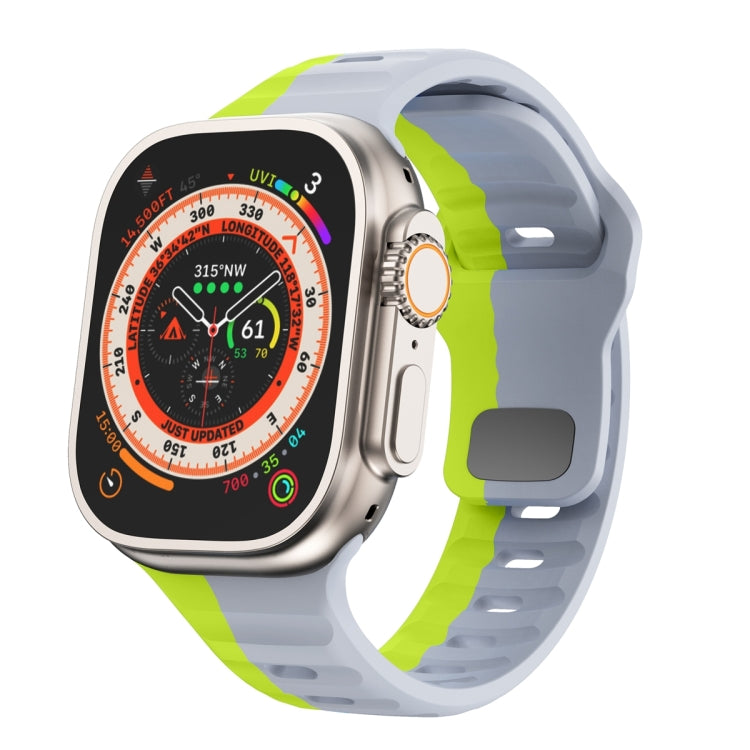 ウェーブテクスチャーリバースバックルシリコンウォッチバンド、Apple Watch Ultra 2 49mm用、Apple Watch Series 9 45mm用、Apple Watch Series 9 41mm用、Apple Watch Ultra 49mm用