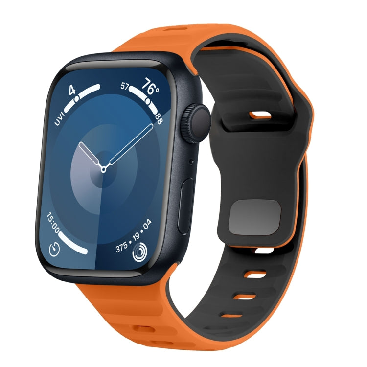 ウェーブテクスチャーリバースバックルシリコンウォッチバンド、Apple Watch Ultra 2 49mm用、Apple Watch Series 9 45mm用、Apple Watch Series 9 41mm用、Apple Watch Ultra 49mm用