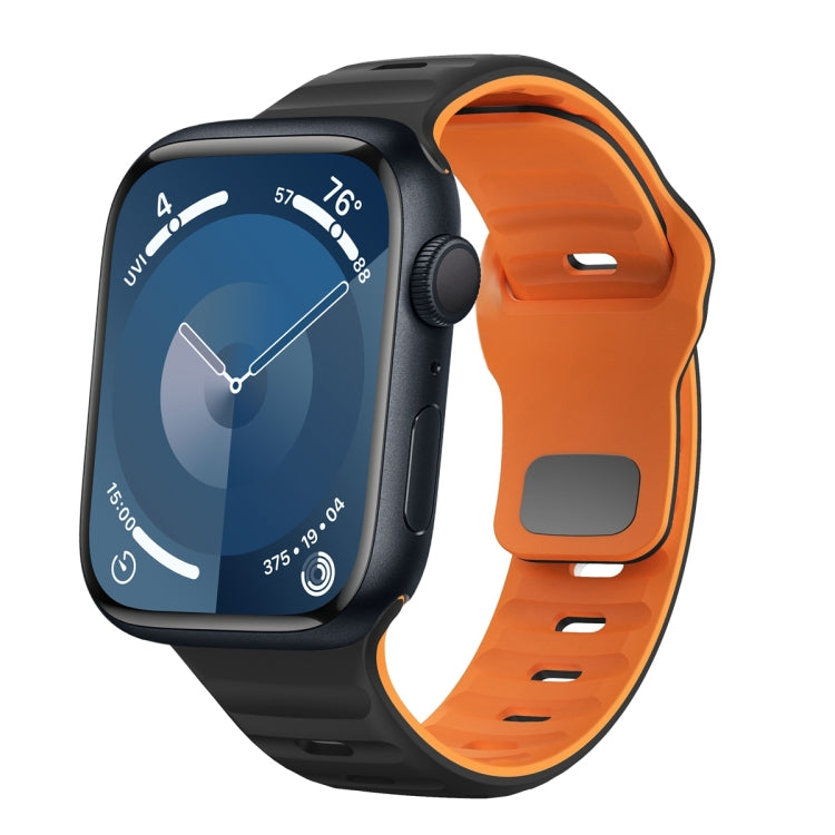ウェーブテクスチャーリバースバックルシリコンウォッチバンド、Apple Watch Ultra 2 49mm用、Apple Watch Series 9 45mm用、Apple Watch Series 9 41mm用、Apple Watch Ultra 49mm用