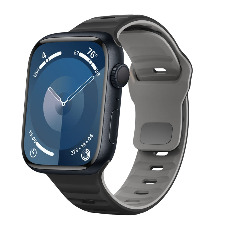 ウェーブテクスチャーリバースバックルシリコンウォッチバンド、Apple Watch Ultra 2 49mm用、Apple Watch Series 9 45mm用、Apple Watch Series 9 41mm用、Apple Watch Ultra 49mm用