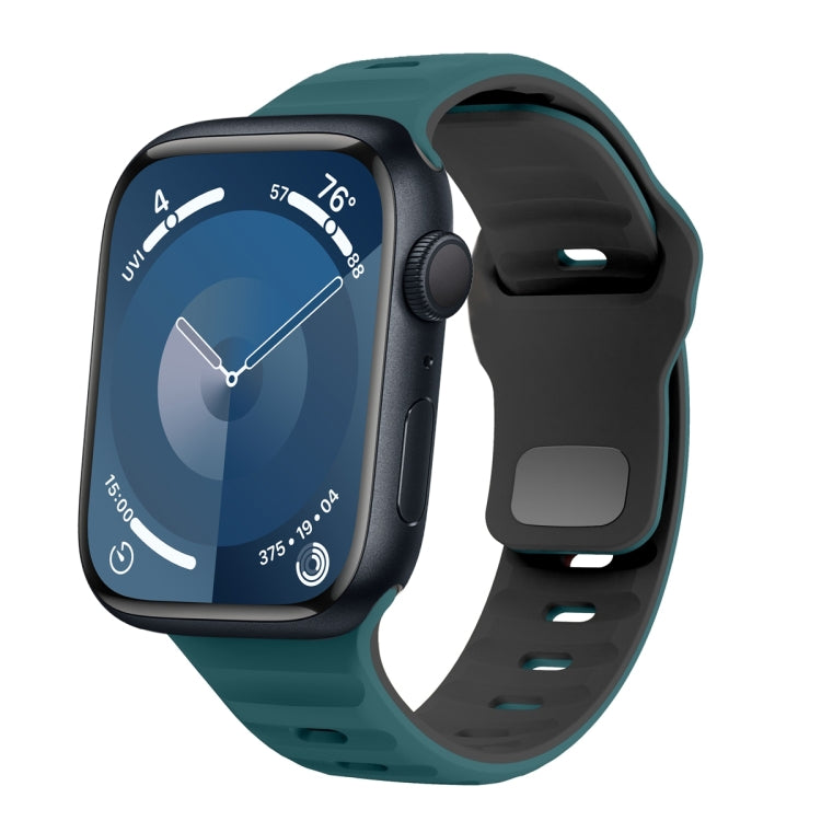 ウェーブテクスチャーリバースバックルシリコンウォッチバンド、Apple Watch Ultra 2 49mm用、Apple Watch Series 9 45mm用、Apple Watch Series 9 41mm用、Apple Watch Ultra 49mm用