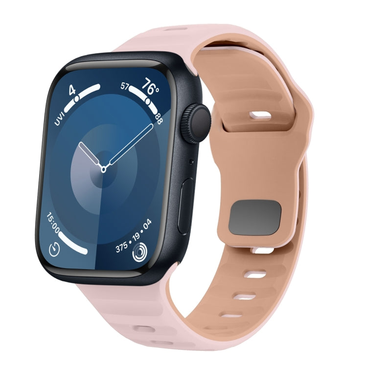 ウェーブテクスチャーリバースバックルシリコンウォッチバンド、Apple Watch Ultra 2 49mm用、Apple Watch Series 9 45mm用、Apple Watch Series 9 41mm用、Apple Watch Ultra 49mm用