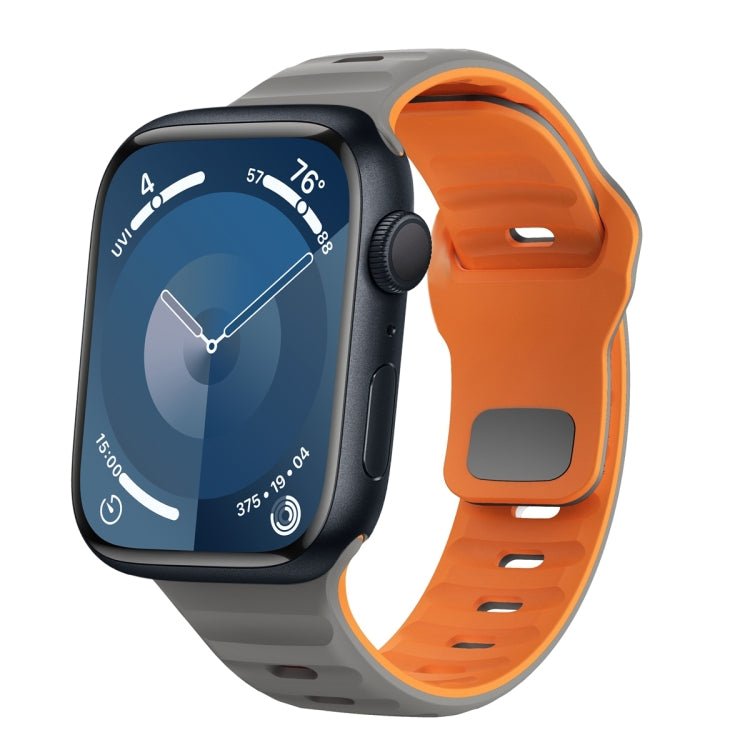 ウェーブテクスチャーリバースバックルシリコンウォッチバンド、Apple Watch Ultra 2 49mm用、Apple Watch Series 9 45mm用、Apple Watch Series 9 41mm用、Apple Watch Ultra 49mm用