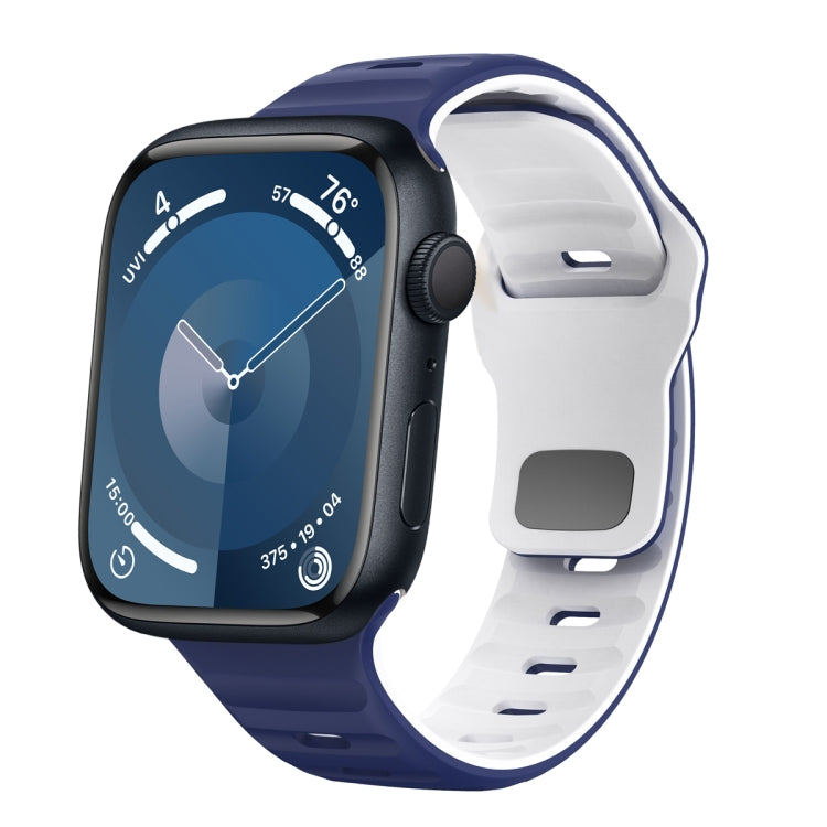 ウェーブテクスチャーリバースバックルシリコンウォッチバンド、Apple Watch Ultra 2 49mm用、Apple Watch Series 9 45mm用、Apple Watch Series 9 41mm用、Apple Watch Ultra 49mm用