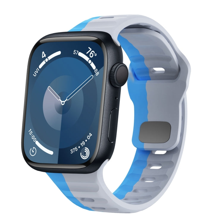 ウェーブテクスチャーリバースバックルシリコンウォッチバンド、Apple Watch Ultra 2 49mm用、Apple Watch Series 9 45mm用、Apple Watch Series 9 41mm用、Apple Watch Ultra 49mm用