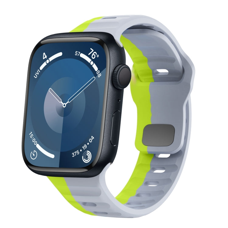 ウェーブテクスチャーリバースバックルシリコンウォッチバンド、Apple Watch Ultra 2 49mm用、Apple Watch Series 9 45mm用、Apple Watch Series 9 41mm用、Apple Watch Ultra 49mm用