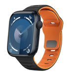 ウェーブテクスチャーリバースバックルシリコンウォッチバンド、Apple Watch Ultra 2 49mm用、Apple Watch Series 9 45mm用、Apple Watch Series 9 41mm用、Apple Watch Ultra 49mm用