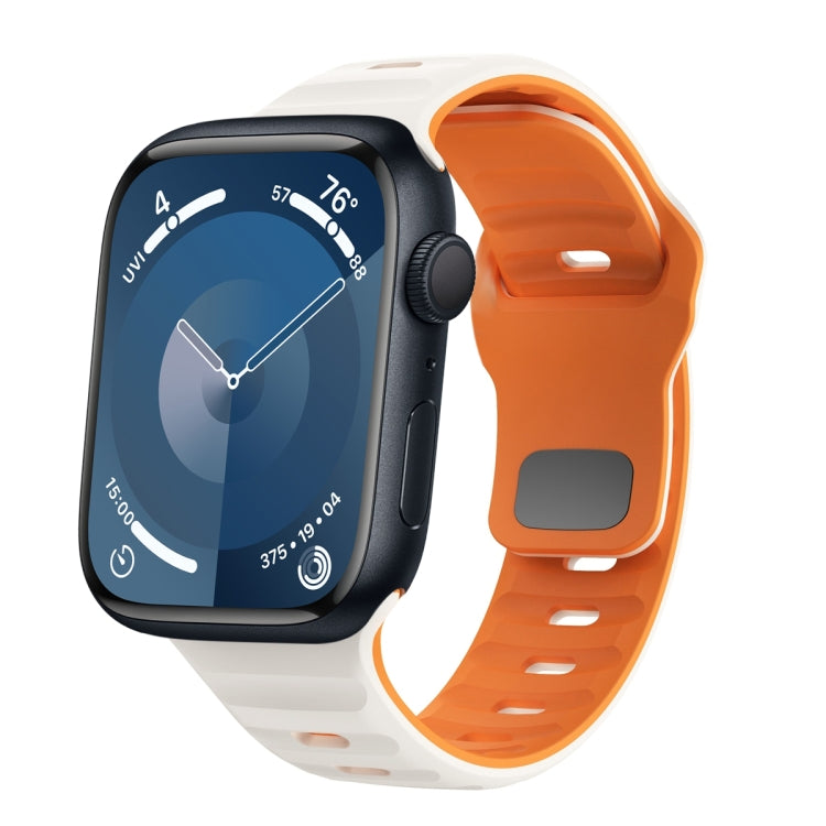 ウェーブテクスチャーリバースバックルシリコンウォッチバンド、Apple Watch Ultra 2 49mm用、Apple Watch Series 9 45mm用、Apple Watch Series 9 41mm用、Apple Watch Ultra 49mm用