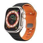 ウェーブテクスチャーリバースバックルシリコンウォッチバンド、Apple Watch Ultra 2 49mm用、Apple Watch Series 9 45mm用、Apple Watch Series 9 41mm用、Apple Watch Ultra 49mm用