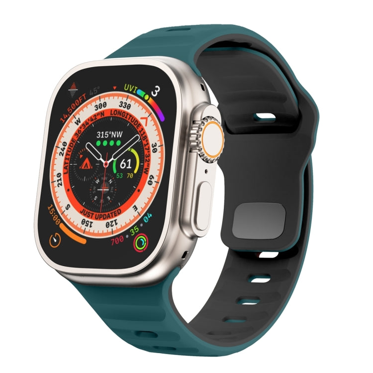 ウェーブテクスチャーリバースバックルシリコンウォッチバンド、Apple Watch Ultra 2 49mm用、Apple Watch Series 9 45mm用、Apple Watch Series 9 41mm用、Apple Watch Ultra 49mm用