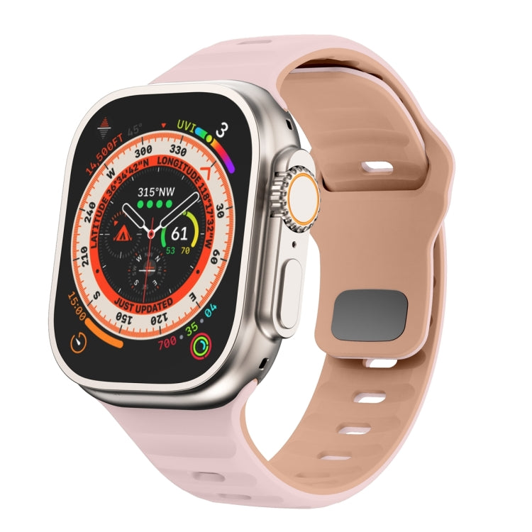 ウェーブテクスチャーリバースバックルシリコンウォッチバンド、Apple Watch Ultra 2 49mm用、Apple Watch Series 9 45mm用、Apple Watch Series 9 41mm用、Apple Watch Ultra 49mm用
