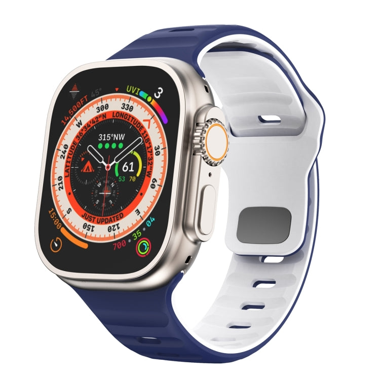 ウェーブテクスチャーリバースバックルシリコンウォッチバンド、Apple Watch Ultra 2 49mm用、Apple Watch Series 9 45mm用、Apple Watch Series 9 41mm用、Apple Watch Ultra 49mm用