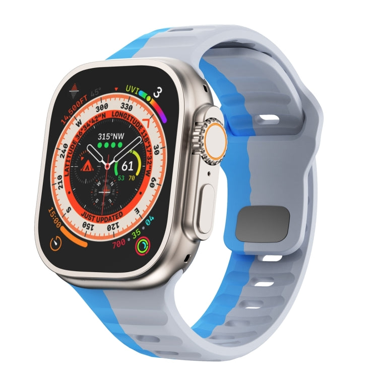 ウェーブテクスチャーリバースバックルシリコンウォッチバンド、Apple Watch Ultra 2 49mm用、Apple Watch Series 9 45mm用、Apple Watch Series 9 41mm用、Apple Watch Ultra 49mm用
