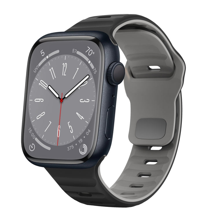 ウェーブテクスチャーリバースバックルシリコンウォッチバンド、Apple Watch Series 8 41mm用、Apple Watch Series 8 45mm用、Apple Watch SE 2022 40mm用、Apple Watch SE 2022 44mm用