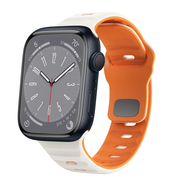 ウェーブテクスチャーリバースバックルシリコンウォッチバンド、Apple Watch Series 8 41mm用、Apple Watch Series 8 45mm用、Apple Watch SE 2022 40mm用、Apple Watch SE 2022 44mm用
