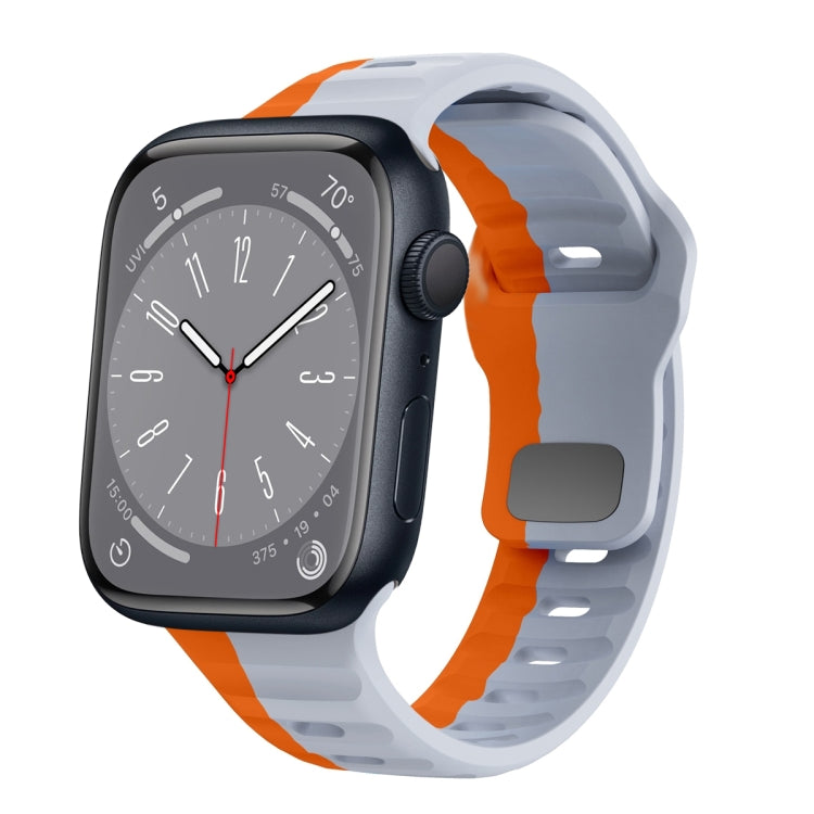 ウェーブテクスチャーリバースバックルシリコンウォッチバンド、Apple Watch Series 8 41mm用、Apple Watch Series 8 45mm用、Apple Watch SE 2022 40mm用、Apple Watch SE 2022 44mm用