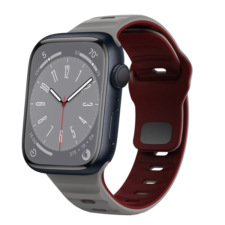 ウェーブテクスチャーリバースバックルシリコンウォッチバンド、Apple Watch Series 8 41mm用、Apple Watch Series 8 45mm用、Apple Watch SE 2022 40mm用、Apple Watch SE 2022 44mm用