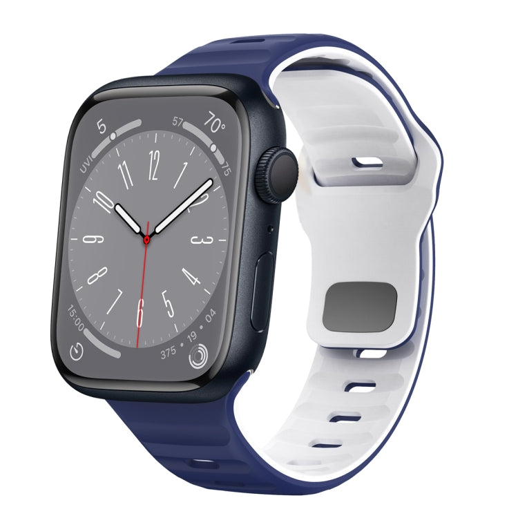 ウェーブテクスチャーリバースバックルシリコンウォッチバンド、Apple Watch Series 8 41mm用、Apple Watch Series 8 45mm用、Apple Watch SE 2022 40mm用、Apple Watch SE 2022 44mm用