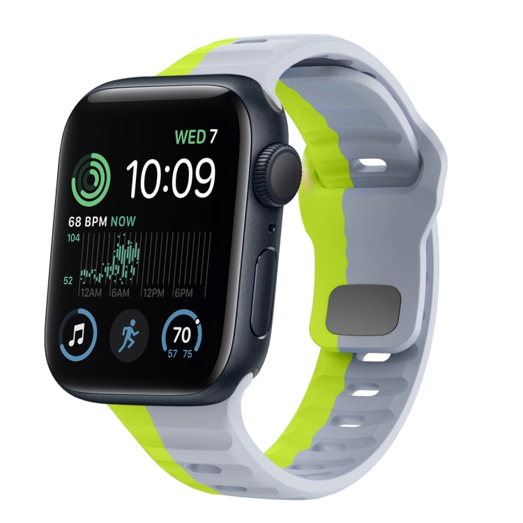 ウェーブテクスチャーリバースバックルシリコンウォッチバンド、Apple Watch Series 8 41mm用、Apple Watch Series 8 45mm用、Apple Watch SE 2022 40mm用、Apple Watch SE 2022 44mm用