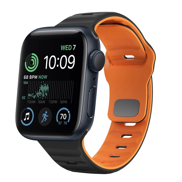 ウェーブテクスチャーリバースバックルシリコンウォッチバンド、Apple Watch Series 8 41mm用、Apple Watch Series 8 45mm用、Apple Watch SE 2022 40mm用、Apple Watch SE 2022 44mm用