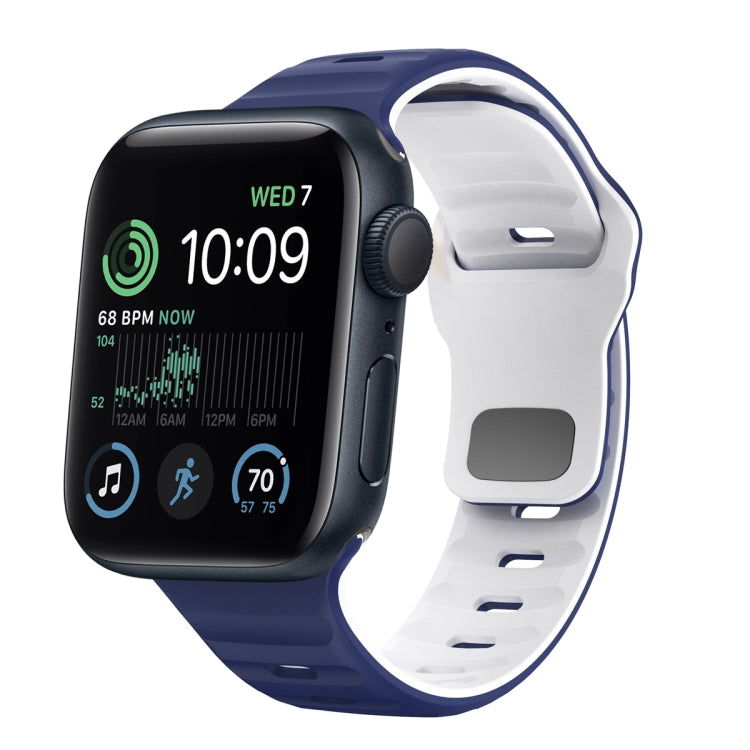ウェーブテクスチャーリバースバックルシリコンウォッチバンド、Apple Watch Series 8 41mm用、Apple Watch Series 8 45mm用、Apple Watch SE 2022 40mm用、Apple Watch SE 2022 44mm用