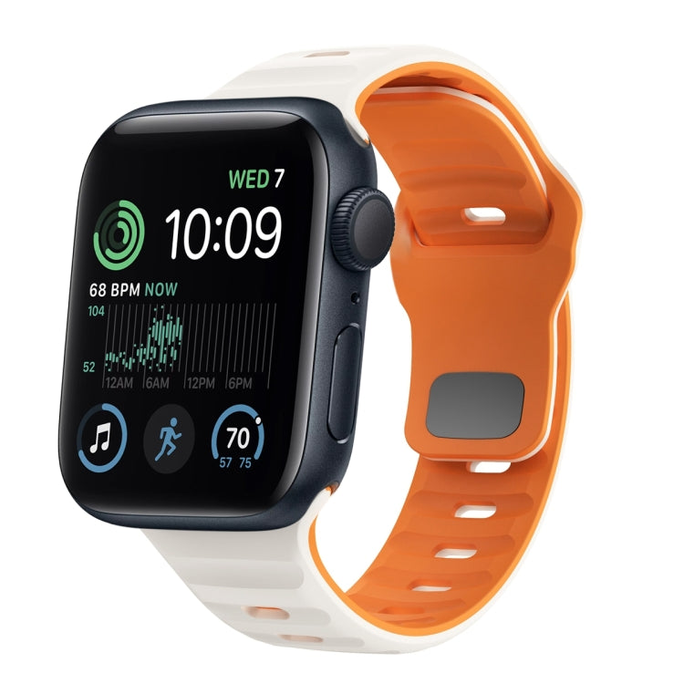 ウェーブテクスチャーリバースバックルシリコンウォッチバンド、Apple Watch Series 8 41mm用、Apple Watch Series 8 45mm用、Apple Watch SE 2022 40mm用、Apple Watch SE 2022 44mm用