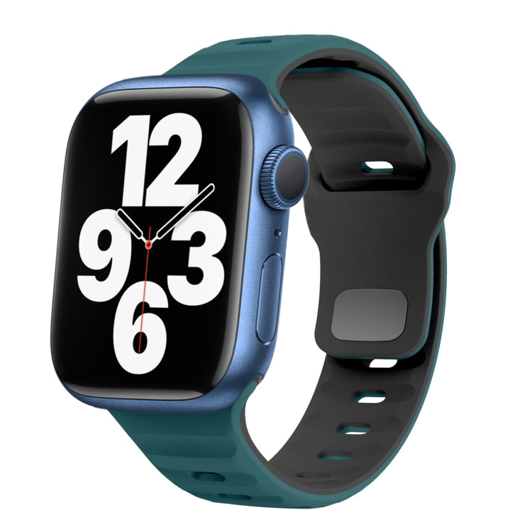 ウェーブテクスチャーリバースバックルシリコンウォッチバンド、Apple Watch Series 7 41mm用、Apple Watch Series 7 45mm用、Apple Watch SE 40mm用、Apple Watch SE 44mm用