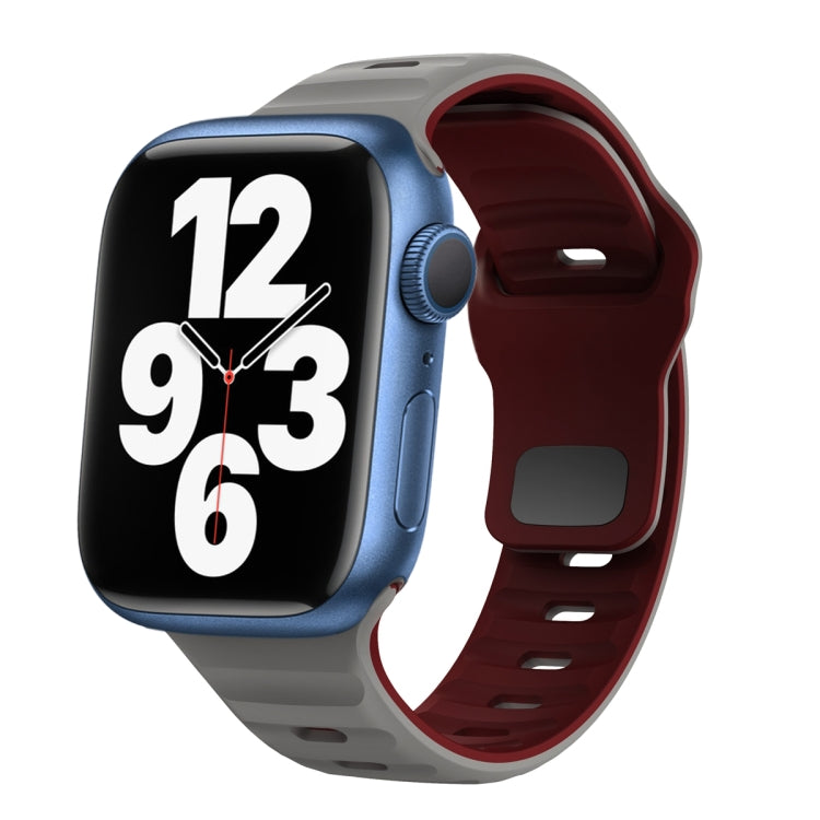 ウェーブテクスチャーリバースバックルシリコンウォッチバンド、Apple Watch Series 7 41mm用、Apple Watch Series 7 45mm用、Apple Watch SE 40mm用、Apple Watch SE 44mm用