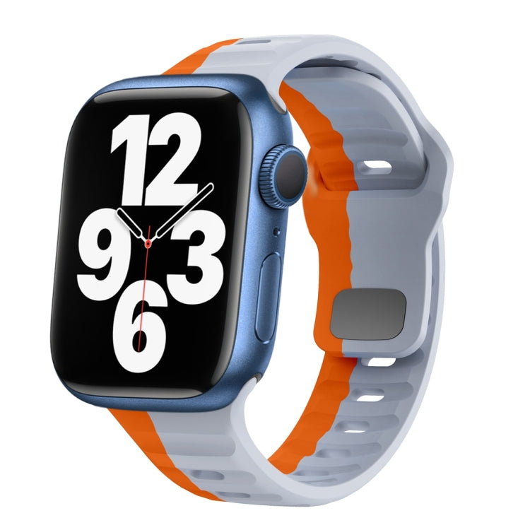 ウェーブテクスチャーリバースバックルシリコンウォッチバンド、Apple Watch Series 7 41mm用、Apple Watch Series 7 45mm用、Apple Watch SE 40mm用、Apple Watch SE 44mm用