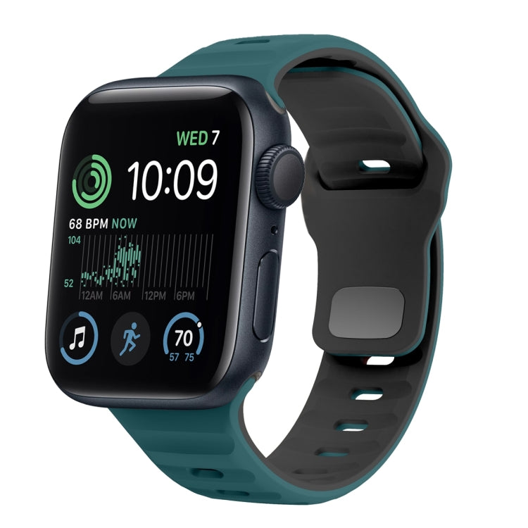 ウェーブテクスチャーリバースバックルシリコンウォッチバンド、Apple Watch Series 7 41mm用、Apple Watch Series 7 45mm用、Apple Watch SE 40mm用、Apple Watch SE 44mm用